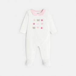 Obaibi Φορμάκι ύπνου από βελούδο, πεταλούδες, λευκό για μωρά κοριτσάκια