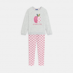 Okaidi Πυτζάμα με μήνυμα από χνουδωτό ύφασμα 2 τεμαχίων γκρι για κορίτσια