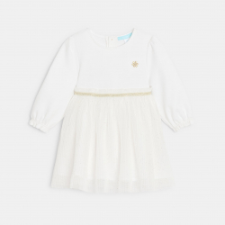 Obaibi Robe chic bi-matiere blanche bebe fille