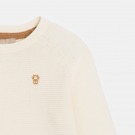 Obaibi Ζιπουνάκι πλεκτό λευκό εκρού για νεογέννητα