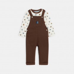 Obaibi Σαλοπέτα και μακρυμάνικη μπλούζα, καφέ για μωρά αγοράκια