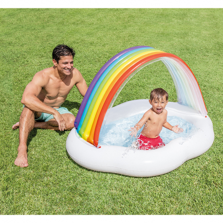 Φουσκωτή πισίνα INTEX Rainbow Cloud με σκίαστρο 1-3 ετών