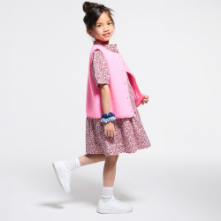 Okaidi Ζακέτα αμάνικη ροζ από χοντρό φλις για κορίτσια