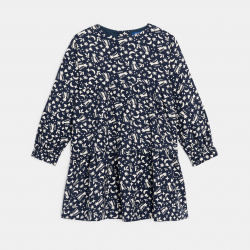 Okaidi Φόρεμα μακρυμάνικο με τυπωμένα σχέδια σε ναυτικό μπλε για κορίτσια