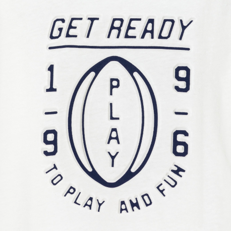 Okaidi Μπλούζα μακρυμάνικη με μήνυμα λευκή για αγόρια