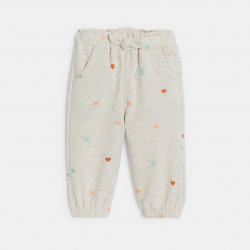 Obaibi Παντελόνι για κορίτσια μπεζ με μοτίφ καρδιά