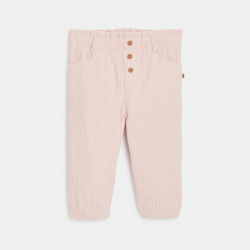 Obaibi Παντελόνι από βελούδο κοτλέ με ελαστική μέση ροζ για μωρά κοριτσάκια
