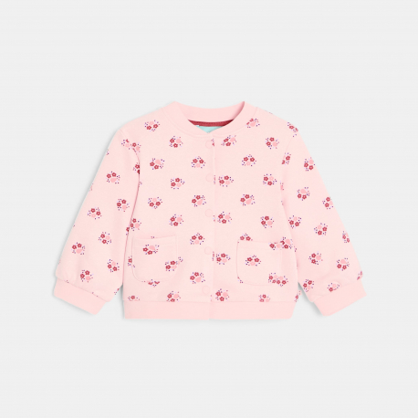 Obaibi Μπουφάν teddy με φλοράλ σχέδιο από χνουδωτό ύφασμα για μωρά κοριτσάκια