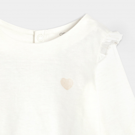 Obaibi Μπλούζα μακρυμάνικη με βολάν, λευκή, για μωρά κοριτσάκια