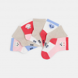 Obaibi Κάλτσες με φατσούλες ροζ για μωρά κοριτσάκια (σετ των 7)