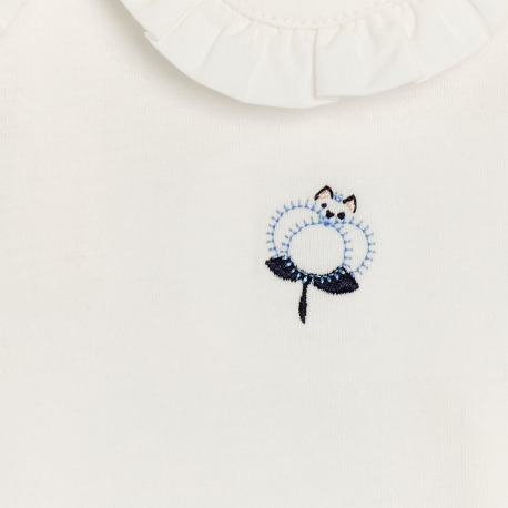 Obaibi Μπλούζα με μεγάλο γιακά λευκή για μωρά κοριτσάκια