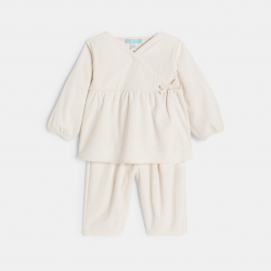 Obaibi Σύνολο μπεζ από βελούδο για μωρά κοριτσάκια