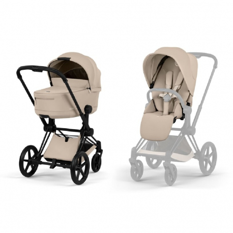 Καρότσι και port-bebe Cybex Platinum Priam Comfort Matt Black - Cozy Beige