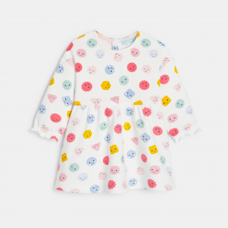 Obaibi Φόρεμα από χνουδωτό ύφασμα ελαφρύ συναισθήματα, λευκό για μωρά κοριτσάκια