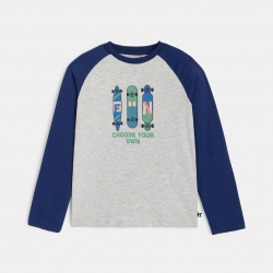 Okaidi Μπλούζα μακρυμάνικη με σχέδιο skateboard γκρι για αγόρια