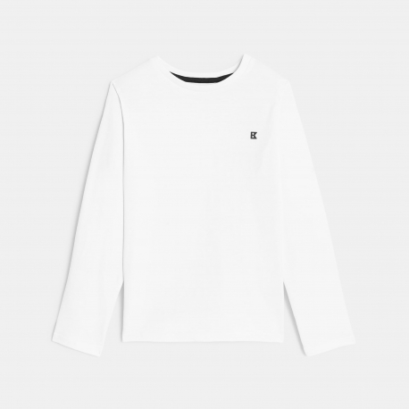 Okaidi Μπλούζα μακρυμάνικη, μονόχρωμη, λευκή για αγόρια