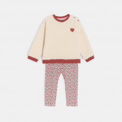 Obaibi Φούτερ από χνουδωτό ύφασμα και κολάν ζέρσεϊ εμπριμέ για μωρά κοριτσάκια