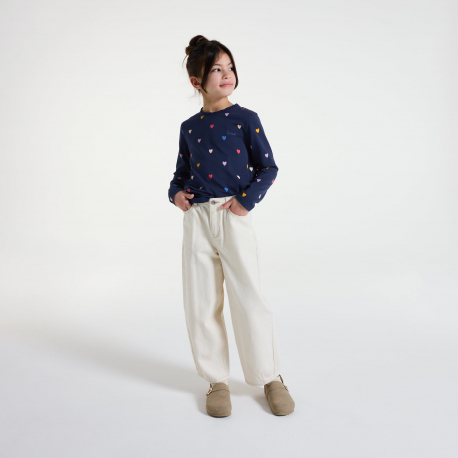 Okaidi Μπλούζα μακρυμάνικη με καρδούλες, μπλε για κορίτσια