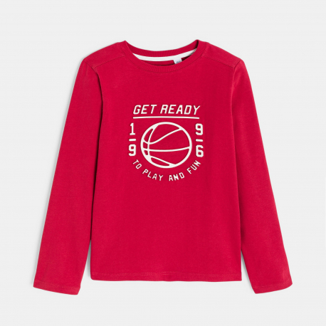 Okaidi Μπλούζα μακρυμάνικη με μήνυμα κόκκινη για αγόρια