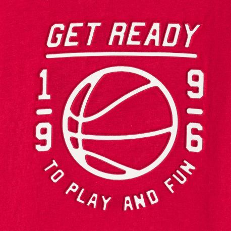 Okaidi Μπλούζα μακρυμάνικη με μήνυμα κόκκινη για αγόρια