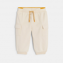 Obaibi Παντελόνι φόρμας από χνουδωτό ύφασμα μπεζ για μωρά κοριτσάκια