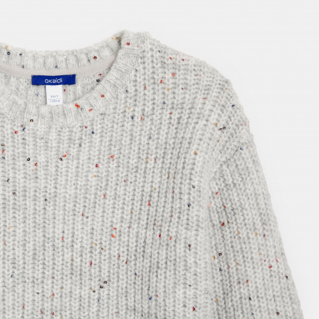 Okaidi Πουλόβερ από χοντρό πλεκτό ύφασμα γκρι για κορίτσια