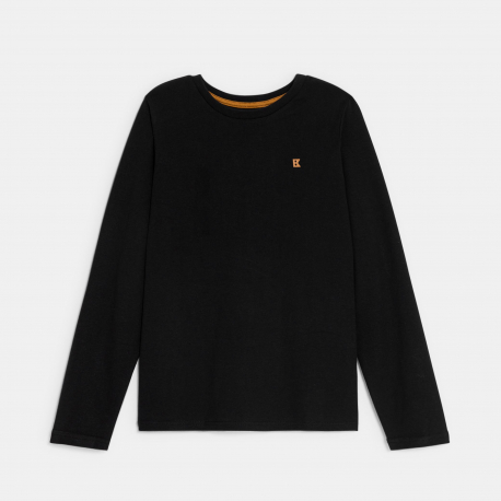 Okaidi Μπλούζα μακρυμάνικη, μονόχρωμη, μαύρη για αγόρια