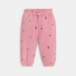 Obaibi Παντελόνι για κορίτσια ροζ με μοτίφ καρδιά