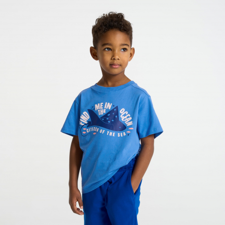 Okaidi T-shirt bleu a motif animalier Garcon