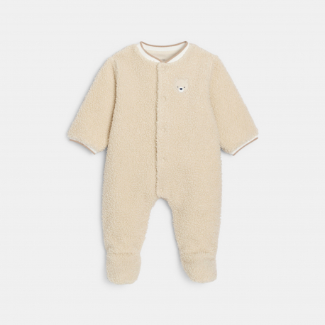 Obaibi Ολόσωμο φορμάκι από φλις μπεζ για νεογέννητα