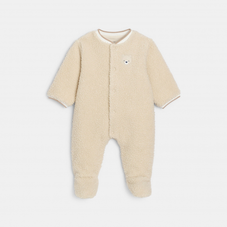 Obaibi Ολόσωμο φορμάκι από φλις μπεζ για νεογέννητα