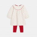 Obaibi Φόρεμα σε άνετη γραμμή με τυπωμένα σχέδια και κόκκινο κολάν για μωρά κοριτσάκια