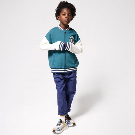 Okaidi Φούτερ teddy σε κολλεγιακό στιλ πράσινο για αγόρια