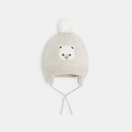 Obaibi Σκουφάκι από πλεκτό ύφασμα επενδεδυμένο με χοντρό χνουδωτό φλις, μπεζ για μωρά α