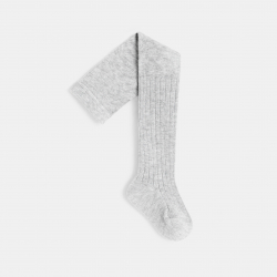 Obaibi Καλσόν βαμβακερά με γραμμές με λαμπερό νήμα γκρι για μωρά κοριτσάκια