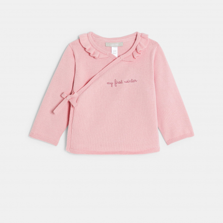 Obaibi Πουλόβερ και παντελόνι πλεκτά φλοράλ ροζ για νεογέννητα κοριτσάκια