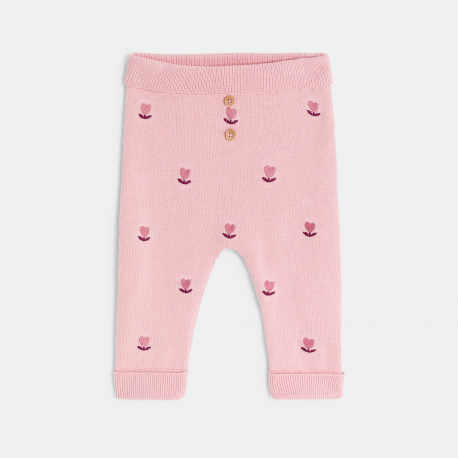 Obaibi Πουλόβερ και παντελόνι πλεκτά φλοράλ ροζ για νεογέννητα κοριτσάκια