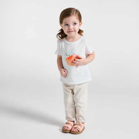 Obaibi T-shirt jersey fruits blanc bebe fille