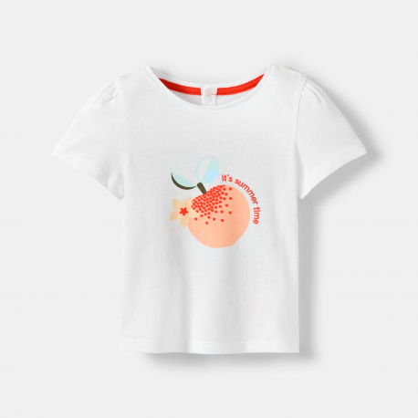Obaibi T-shirt jersey fruits blanc bebe fille