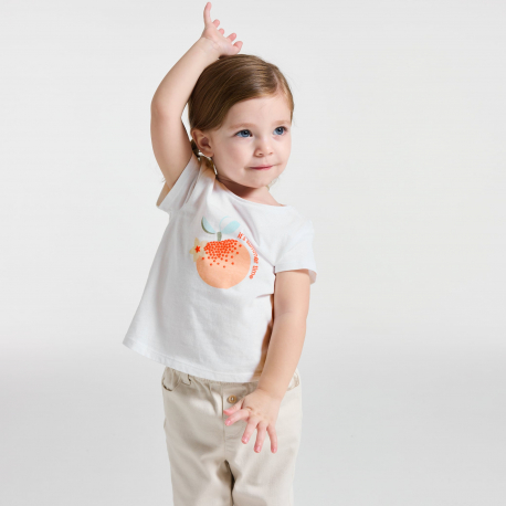 Obaibi T-shirt jersey fruits blanc bebe fille