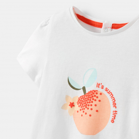Obaibi T-shirt jersey fruits blanc bebe fille