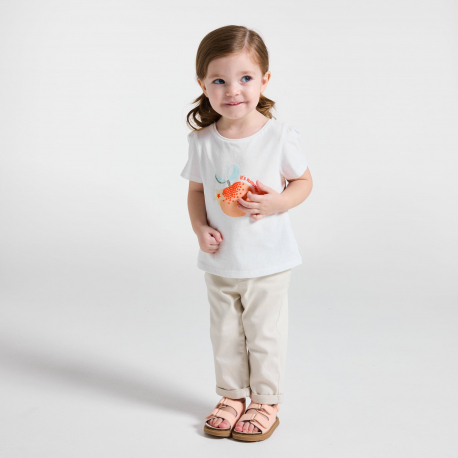 Obaibi T-shirt jersey fruits blanc bebe fille