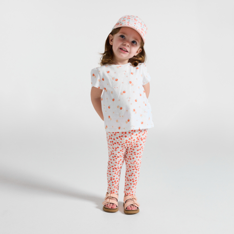 Obaibi T-shirt jersey fruits blanc bebe fille