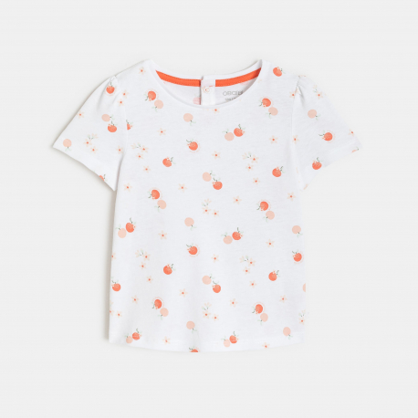 Obaibi T-shirt jersey fruits blanc bebe fille
