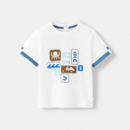 Obaibi T-shirt animaux marins blanc bebe garcon
