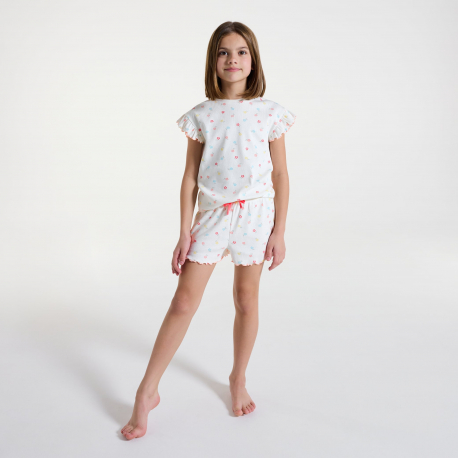 Okaidi Ensemble de pyjama blanc a motif floral fille