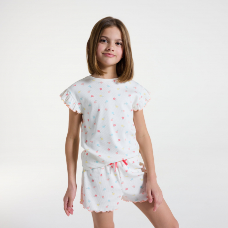 Okaidi Ensemble de pyjama blanc a motif floral fille