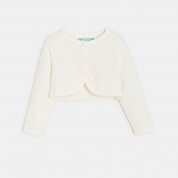 Obaibi Μπολερό από πλεκτό ύφασμα, λευκό για μωρά κοριτσάκια