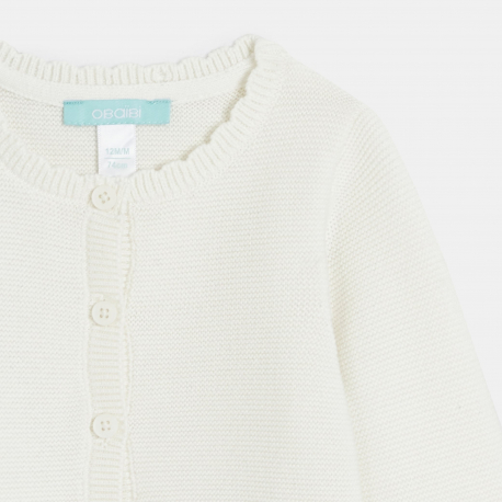 Obaibi Ζακέτα πλεκτή, σε ιδιαίτερο σχέδιο εκρού για μωρά κοριτσάκια