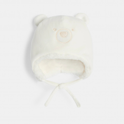 Obaibi Σκουφάκι σε περουβιανό στυλ , επενδεδυμένο με χοντρό χνουδωτό φλις, αρκουδάκι λε